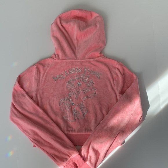 DOLLS KILL ‘MY LITTLE PONY’ PINK CROPPED ZIP UP HOODIE•JR’s Medium - Picture 4 of 12